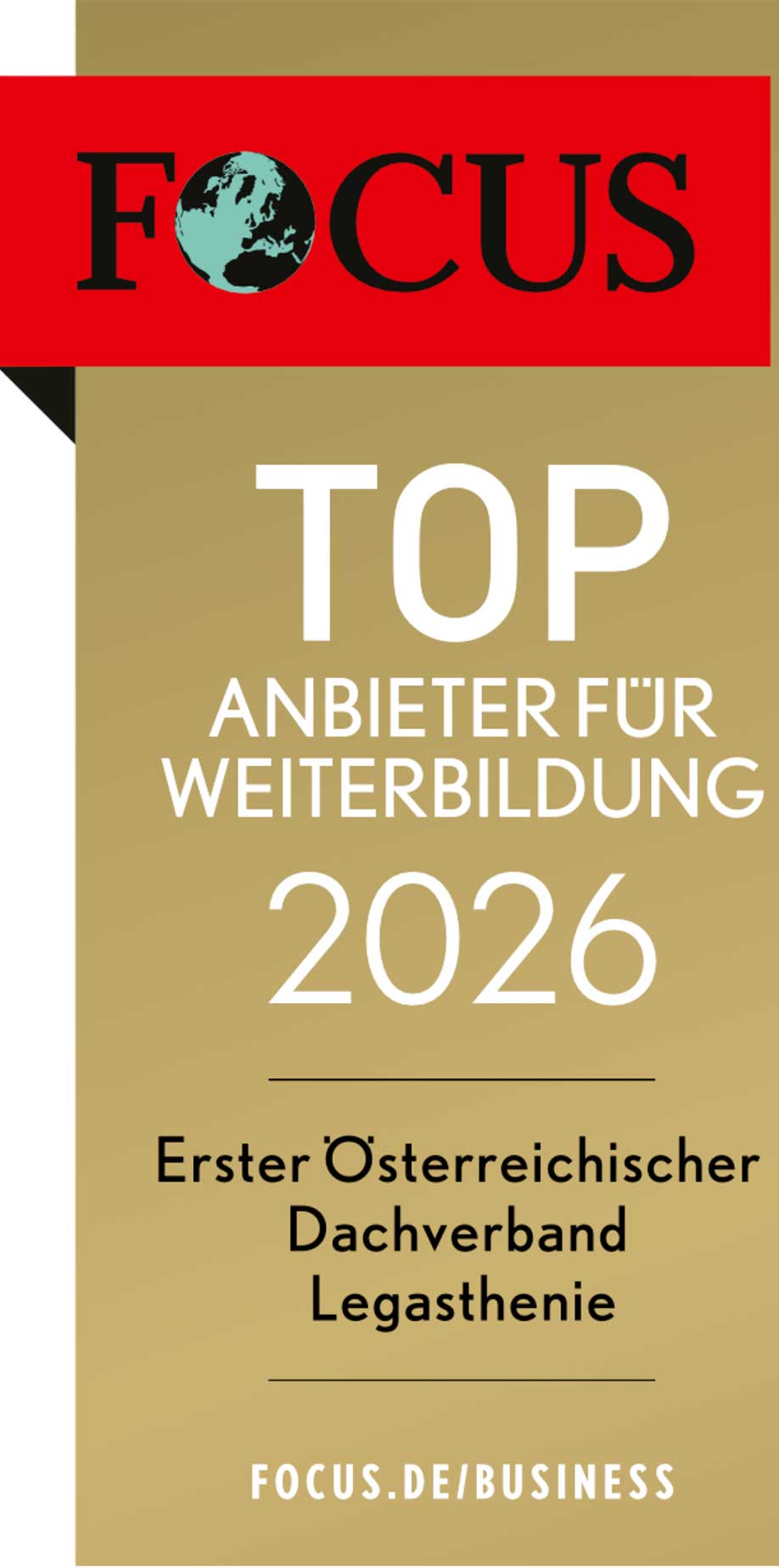 FOCUS Auszeichnung: Bester Anbieter Weiterbildung 2026 - EÖDL Legasthenie
